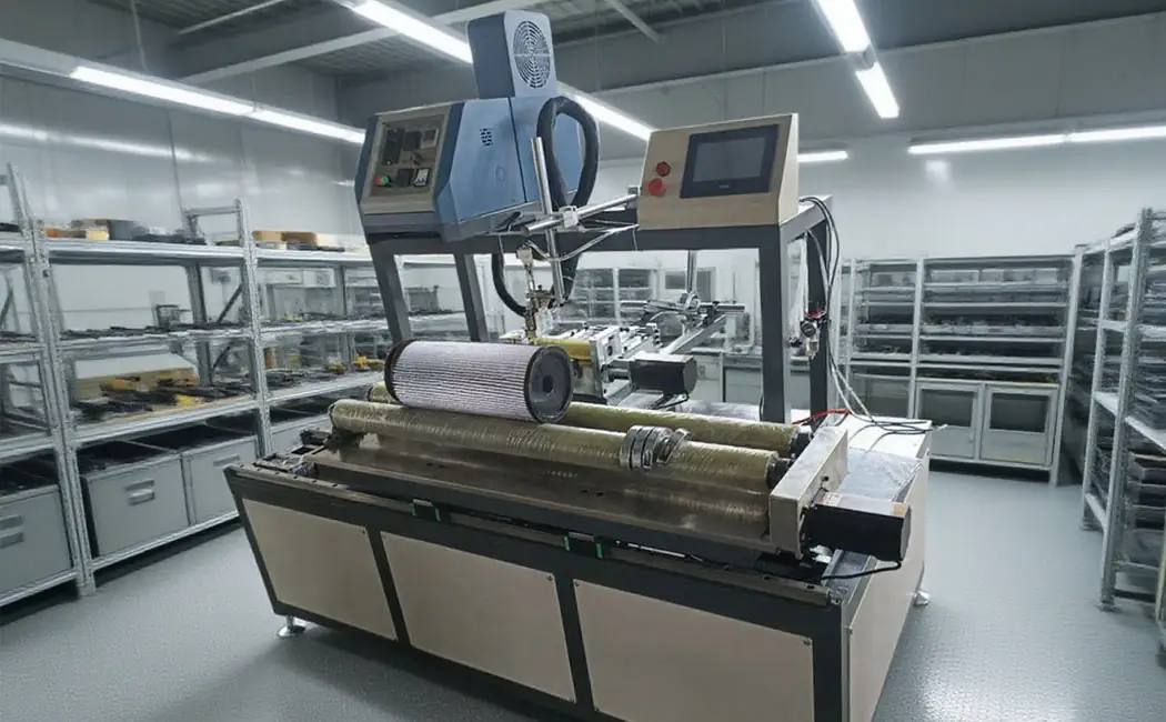 pool filter cartridge strapping machine boosting filter production banner